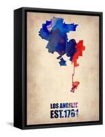 Los Angeles Watercolor Map 1-NaxArt-Framed Stretched Canvas