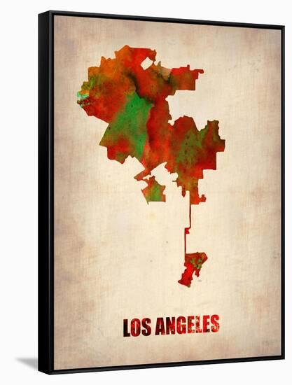 Los Angeles Watercolor Map-NaxArt-Framed Stretched Canvas