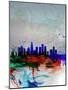 Los Angeles Watercolor Skyline 1-NaxArt-Mounted Art Print