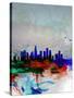 Los Angeles Watercolor Skyline 1-NaxArt-Stretched Canvas