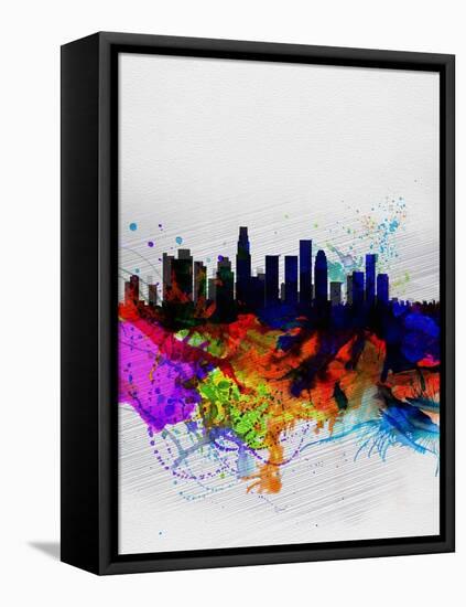 Los Angeles Watercolor Skyline 2-NaxArt-Framed Stretched Canvas