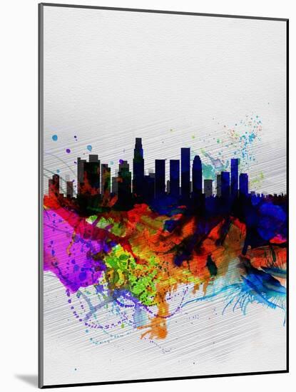 Los Angeles Watercolor Skyline 2-NaxArt-Mounted Art Print