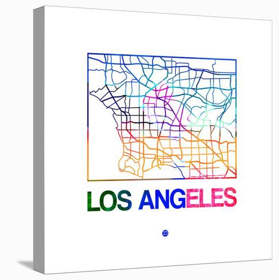 Los Angeles Watercolor Street Map-NaxArt-Stretched Canvas