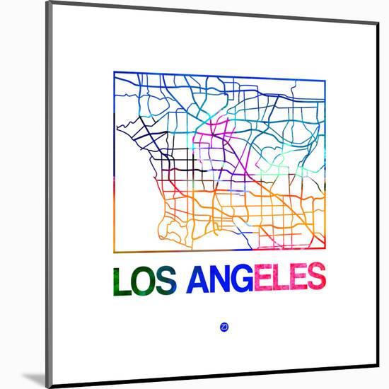 Los Angeles Watercolor Street Map-NaxArt-Mounted Art Print