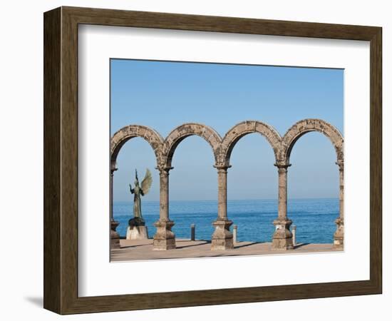 Los Arcos and Angel of Hope and Messenger of Peace Sculpture on Malecon, Puerto Vallarta, Mexico-Michael DeFreitas-Framed Photographic Print