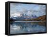 Los Cuernos Del Paine Seen across Lake Pehoe-Alex Saberi-Framed Stretched Canvas