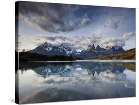 Los Cuernos Del Paine Seen across Lake Pehoe-Alex Saberi-Stretched Canvas