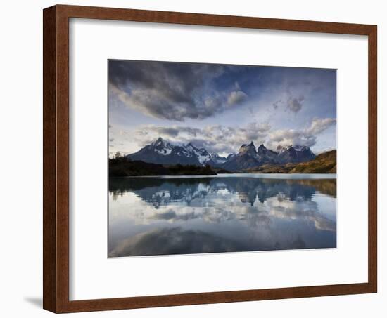 Los Cuernos Del Paine Seen across Lake Pehoe-Alex Saberi-Framed Photographic Print