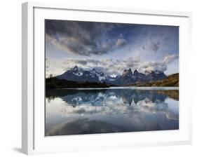 Los Cuernos Del Paine Seen across Lake Pehoe-Alex Saberi-Framed Photographic Print