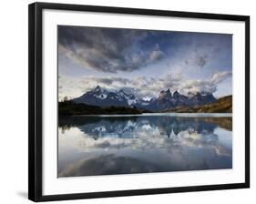 Los Cuernos Del Paine Seen across Lake Pehoe-Alex Saberi-Framed Photographic Print