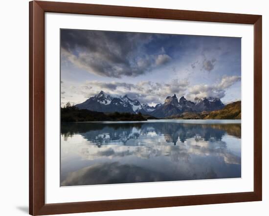 Los Cuernos Del Paine Seen across Lake Pehoe-Alex Saberi-Framed Photographic Print