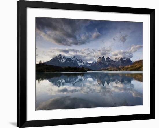 Los Cuernos Del Paine Seen across Lake Pehoe-Alex Saberi-Framed Photographic Print