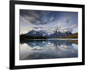 Los Cuernos Del Paine Seen across Lake Pehoe-Alex Saberi-Framed Photographic Print