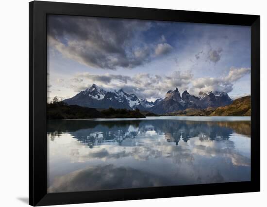 Los Cuernos Del Paine Seen across Lake Pehoe-Alex Saberi-Framed Photographic Print