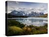 Los Cuernos Del Paine Seen across Lake Pehoe-Alex Saberi-Stretched Canvas