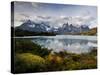 Los Cuernos Del Paine Seen across Lake Pehoe-Alex Saberi-Stretched Canvas