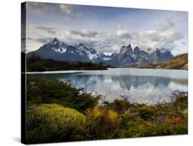 Los Cuernos Del Paine Seen across Lake Pehoe-Alex Saberi-Stretched Canvas