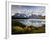 Los Cuernos Del Paine Seen across Lake Pehoe-Alex Saberi-Framed Photographic Print