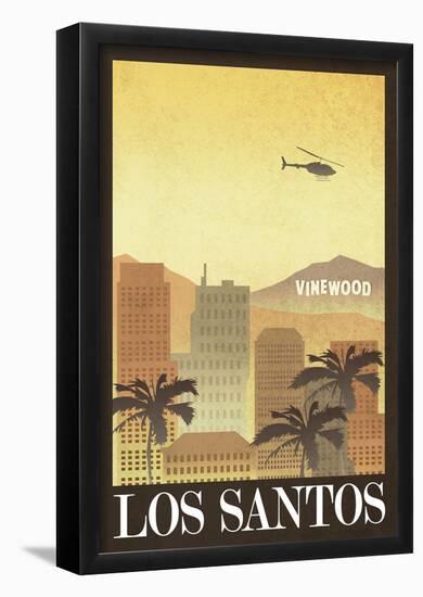 Los Santos Retro Travel Poster-null-Framed Poster