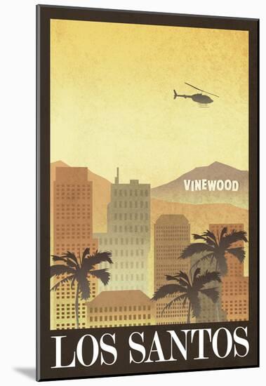 Los Santos Retro Travel Poster-null-Mounted Poster