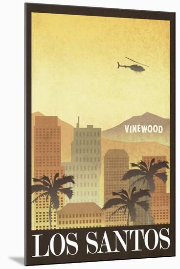 Los Santos Retro Travel Poster-null-Mounted Poster