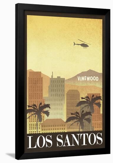 Los Santos Retro Travel Poster-null-Framed Poster