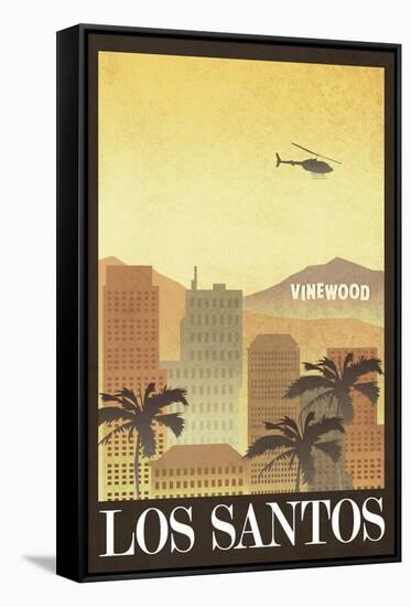 Los Santos Retro Travel Poster-null-Framed Stretched Canvas