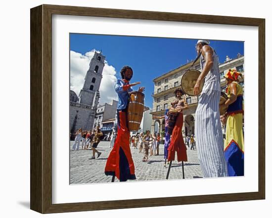 Los Zancudos, Stilt Dancers in Old Havana World Heritage Area, Cuba-Mark Hannaford-Framed Photographic Print