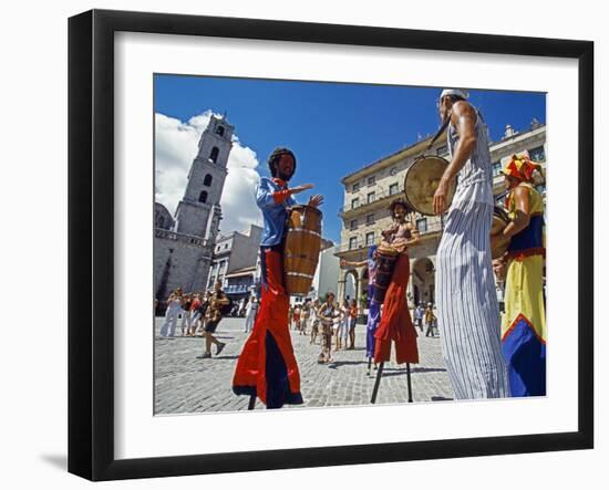 Los Zancudos, Stilt Dancers in Old Havana World Heritage Area, Cuba-Mark Hannaford-Framed Photographic Print