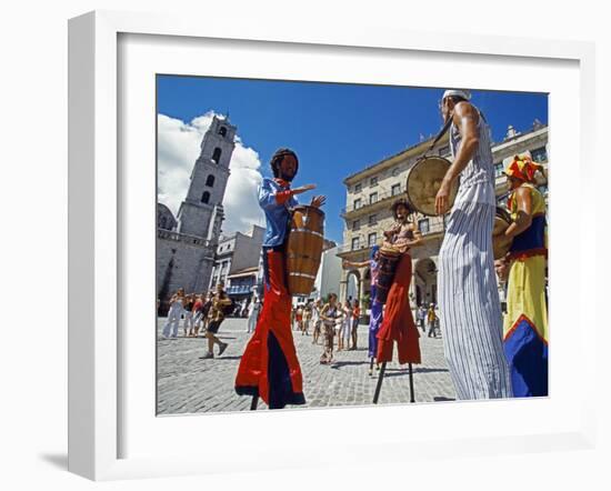 Los Zancudos, Stilt Dancers in Old Havana World Heritage Area, Cuba-Mark Hannaford-Framed Photographic Print