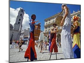 Los Zancudos, Stilt Dancers in Old Havana World Heritage Area, Cuba-Mark Hannaford-Mounted Photographic Print