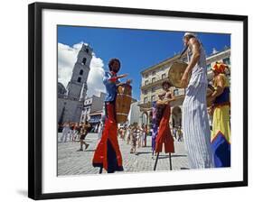 Los Zancudos, Stilt Dancers in Old Havana World Heritage Area, Cuba-Mark Hannaford-Framed Photographic Print