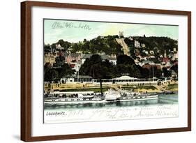 Loschwitz Elbe, Dampfer Leitmeritz, Bergbahn-null-Framed Giclee Print