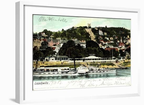 Loschwitz Elbe, Dampfer Leitmeritz, Bergbahn-null-Framed Giclee Print