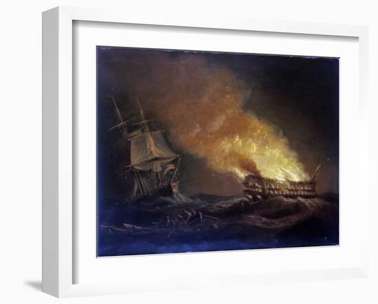 Loss of an Indiaman Ship, the 'Kent', on March 1, 1825, End of the Fire, in the Bay of Biscay-Thomas Luny-Framed Giclee Print