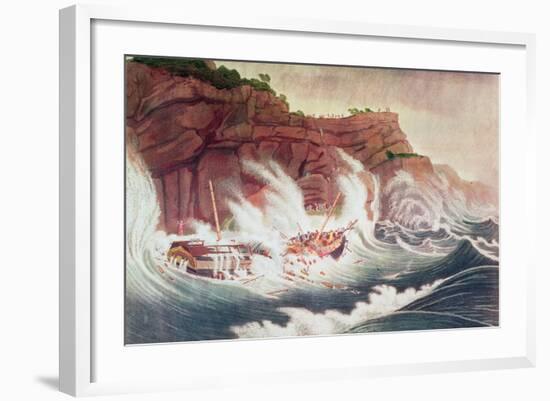 Loss of the Packet Ship Albion, Engraved by C. Tiebout-Thomas Birch-Framed Giclee Print