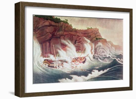 Loss of the Packet Ship Albion, Engraved by C. Tiebout-Thomas Birch-Framed Premium Giclee Print