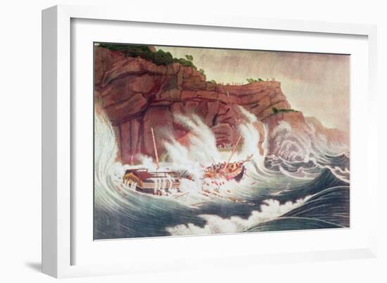 Loss of the Packet Ship Albion, Engraved by C. Tiebout-Thomas Birch-Framed Premium Giclee Print