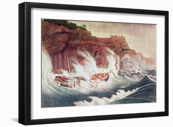 Loss of the Packet Ship Albion, Engraved by C. Tiebout-Thomas Birch-Framed Giclee Print