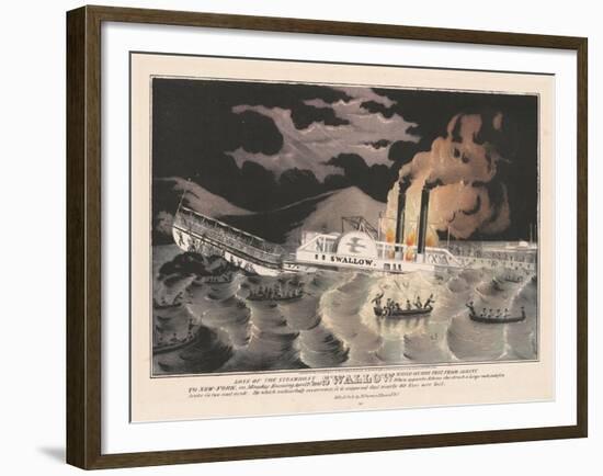 Loss of the Steamboat Swallow, While on her trip from Albany to New York, 1845-Nathaniel Currier-Framed Giclee Print