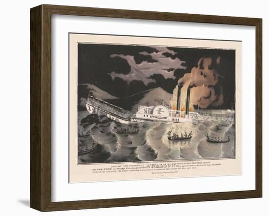 Loss of the Steamboat Swallow, While on her trip from Albany to New York, 1845-Nathaniel Currier-Framed Giclee Print