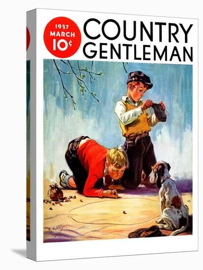 "Lost All His Marbles," Country Gentleman Cover, March 1, 1937-Henry Hintermeister-Stretched Canvas