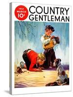 "Lost All His Marbles," Country Gentleman Cover, March 1, 1937-Henry Hintermeister-Stretched Canvas