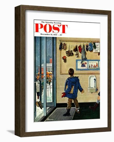 "Lost His Mitten" Saturday Evening Post Cover, December 14, 1957-Ben Kimberly Prins-Framed Premium Giclee Print