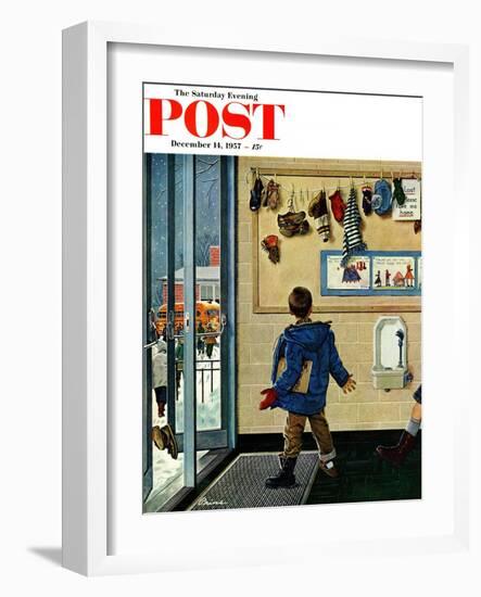 "Lost His Mitten" Saturday Evening Post Cover, December 14, 1957-Ben Kimberly Prins-Framed Premium Giclee Print