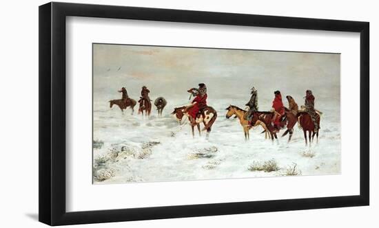 Lost In A Snowstorm, We Are Friends-Charles Marion Russell-Framed Art Print