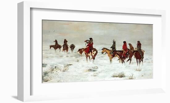 Lost In A Snowstorm, We Are Friends-Charles Marion Russell-Framed Art Print