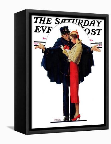 "Lost in Paris" or "Boulevard Haussmann" Saturday Evening Post Cover, January 30,1932-Norman Rockwell-Framed Stretched Canvas