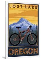 Lost Lake, Oregon - Mountain Bike Scene-Lantern Press-Framed Art Print