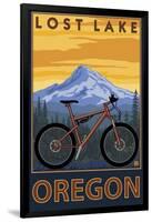 Lost Lake, Oregon - Mountain Bike Scene-Lantern Press-Framed Art Print